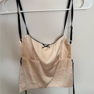 Edikted Cream Satin Top with Black Accents